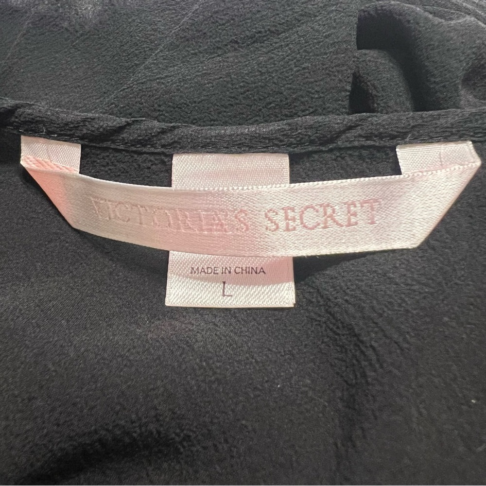 Vintage Victoria’s Secret Babydoll 100% Silk Sheer Nightie Slip Large Black - Picture 11 of 11